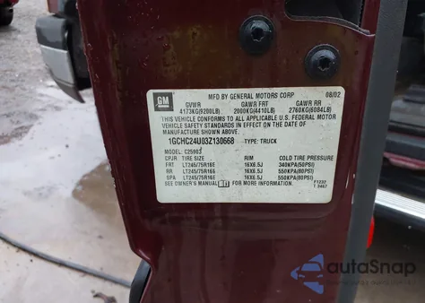 2003 Chevrolet Silverado 2500Hd Ls from USA, damaged, VIN 1GCHC24U03Z130668